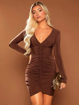 SHEIN Ruched Front Bodycon Dress