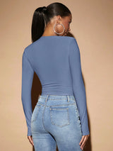 SHEIN BAE Cut Out Front Crop Tee