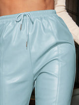 SHEIN BAE Knot Waist PU Leather Pants