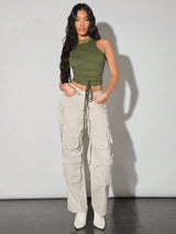 SHEIN BAE Solid Color Tight-Fitting Camisole Top With Straps