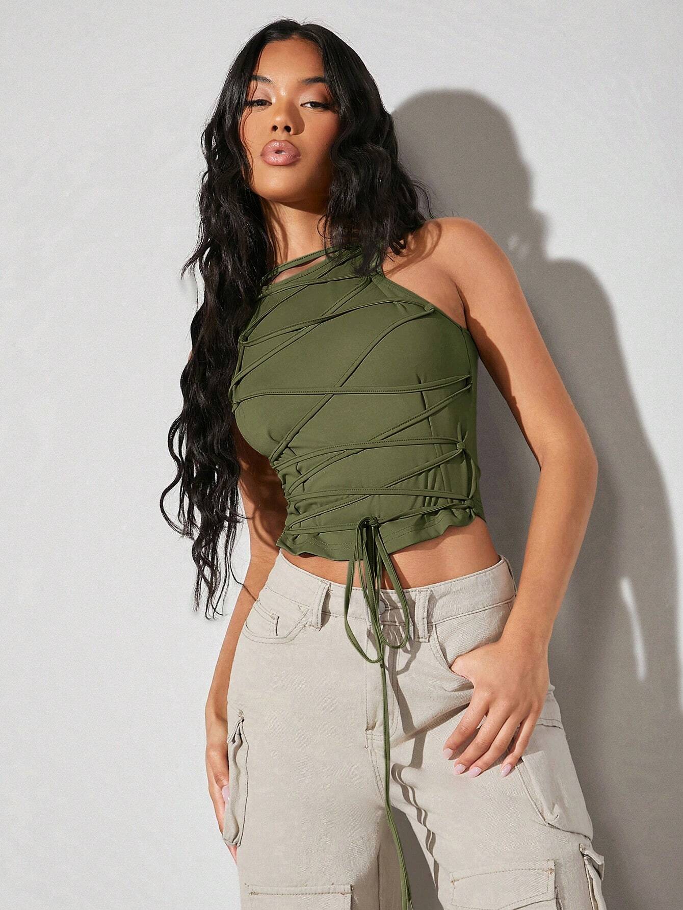 SHEIN BAE Solid Color Tight-Fitting Camisole Top With Straps
