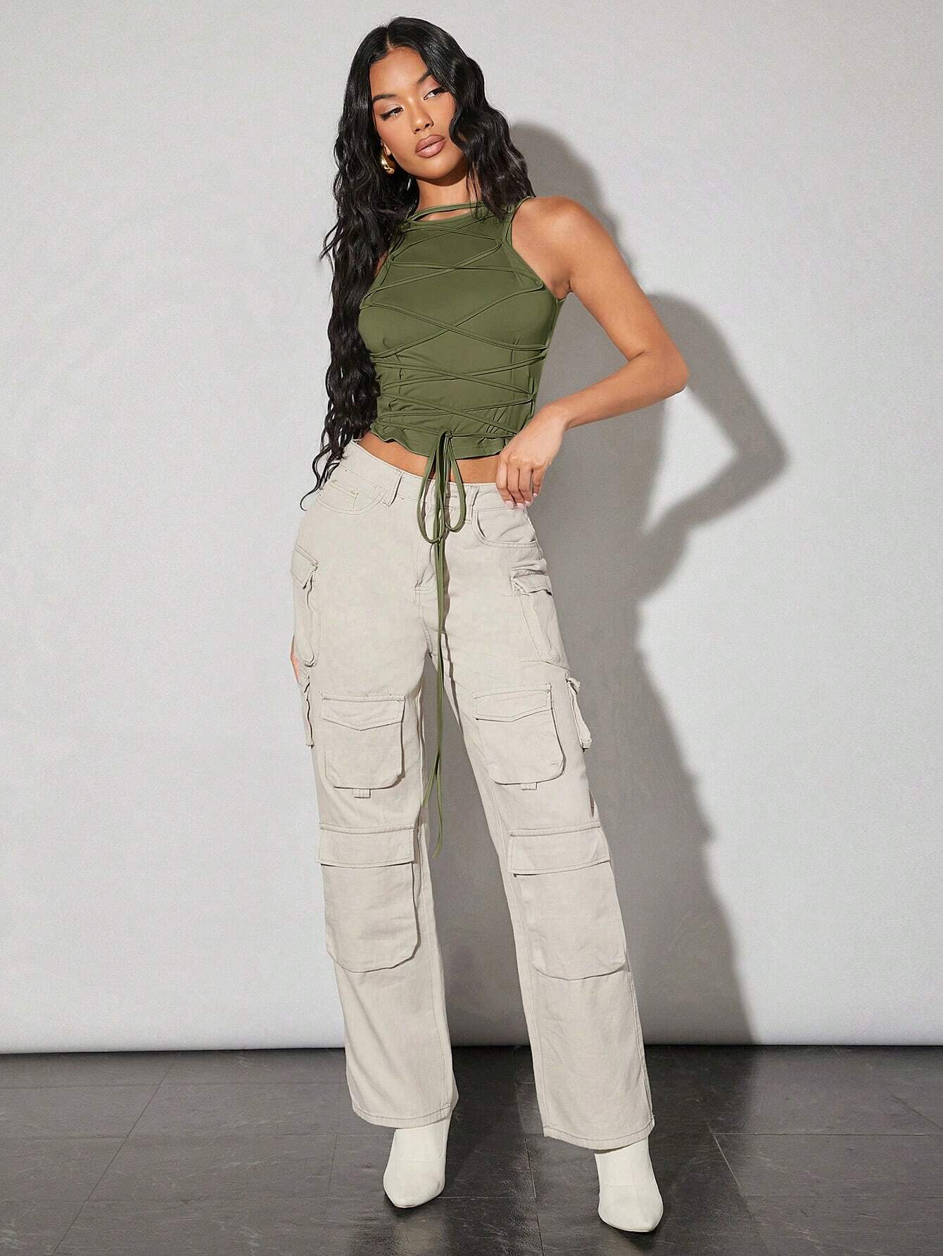 SHEIN BAE Solid Color Tight-Fitting Camisole Top With Straps