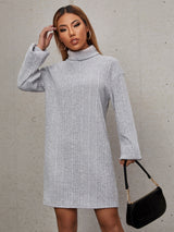 SHEIN EZwear Mock Neck Rib Knit Dress