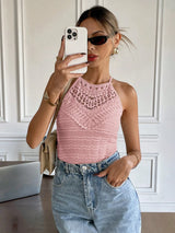 SHEIN Frenchy Women's Solid Color Lace Splice Slim Fit Tank Top