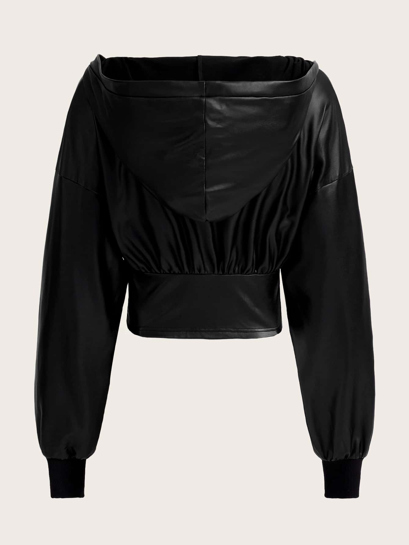 SHEIN ICON Drop Shoulder Zipper Hooded Y2k Crop Jacket In Fall/Winter