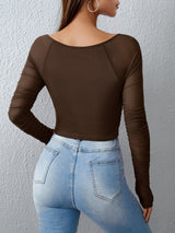 SHEIN Privé Square Neck Ruched Mesh Crop Top