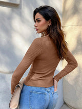 SHEIN Privé Twist Front Cut Out Front Rib-knit Tee