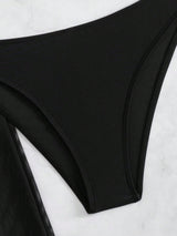 SHEIN Swim Summer Beach Plain Bandeau Bikini Set With Cover Up Pants