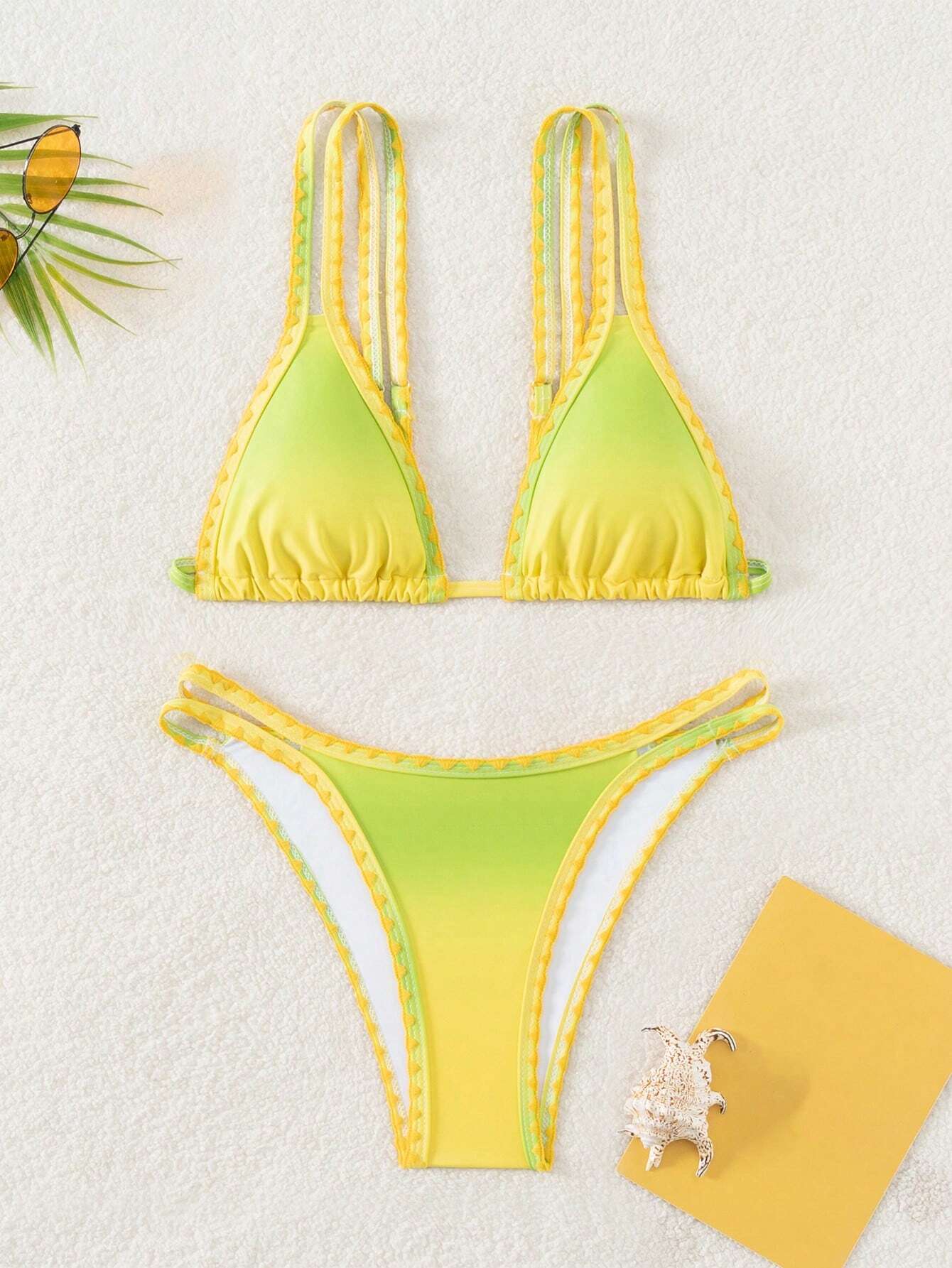 SHEIN VCAY Women's Gradient Color Sexy Bikini Set For Summer Beach, Two-Piece Swimsuit