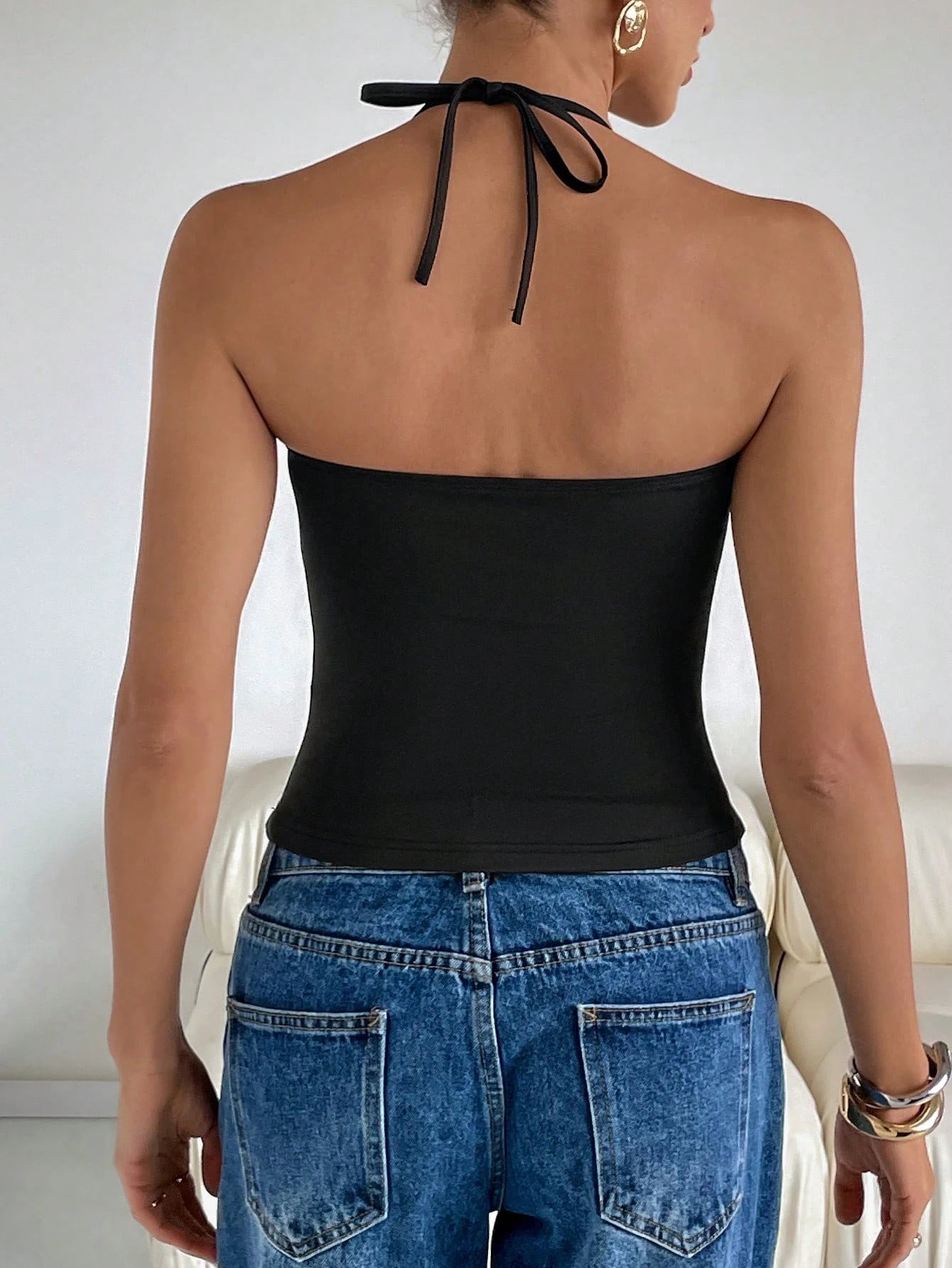 Siren Gaze Bow Top Rave Top Women's Halter Neck Bow Decor