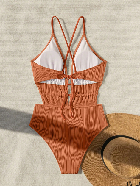Swim Vcay Women's Solid Color Ruched One-Piece Swimsuit
