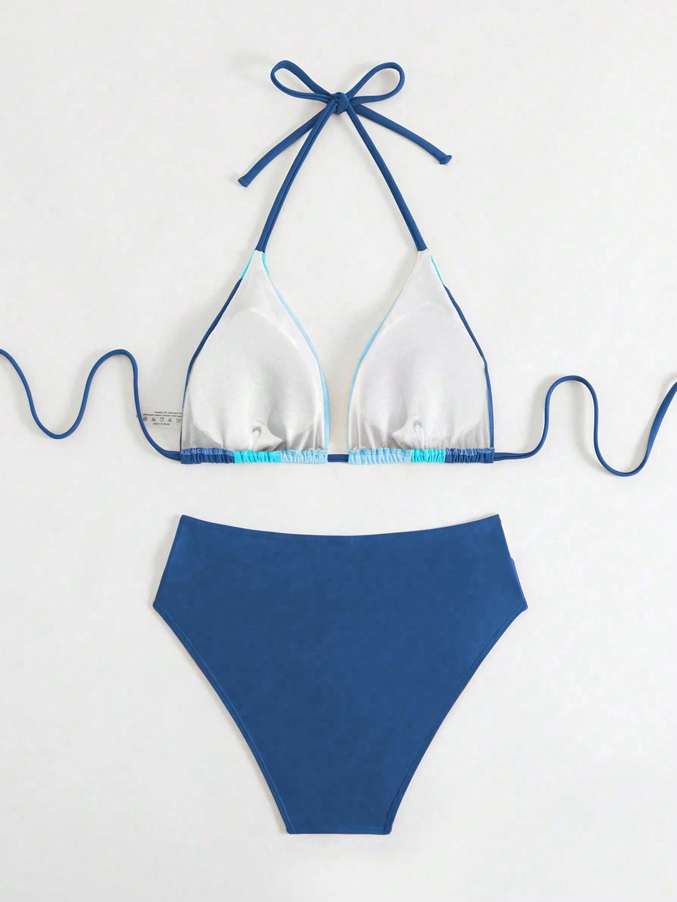 Swim Chiccia Women's New Summer Colorblock Triangle Halter Tie Bikini Set