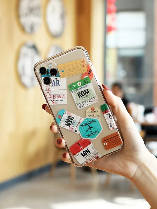 Tag Pattern Clear Phone Case