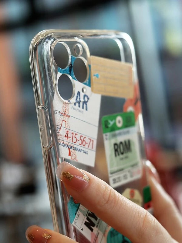 Tag Pattern Clear Phone Case