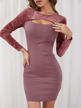 Two Tone Cut Out 2 In 1 Bodycon Dress
