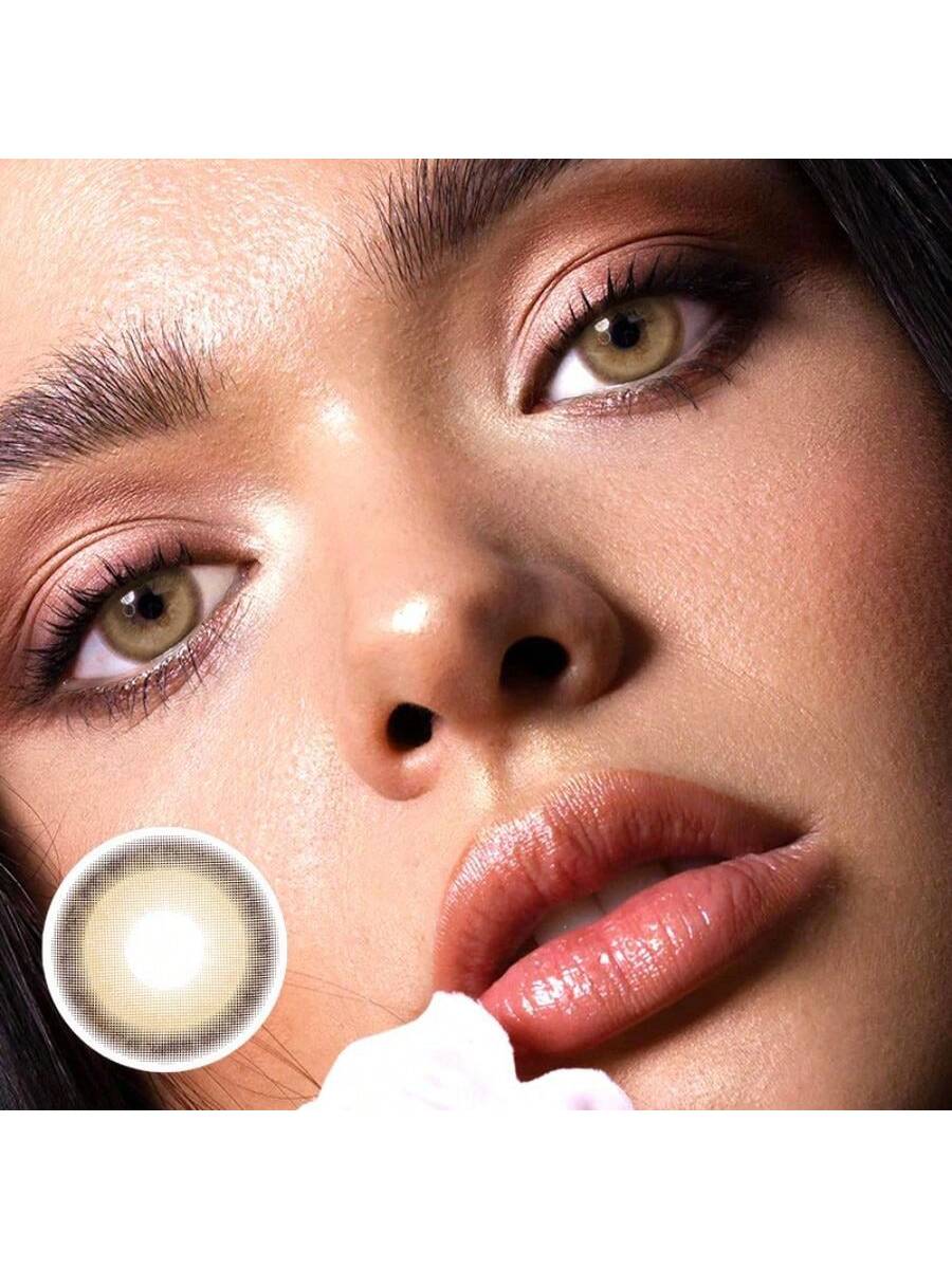 UYAAI UYAAl Colored Brown Contact Lenses For Eyes 1 Pair 1 Year Disposable Fashion Lenses