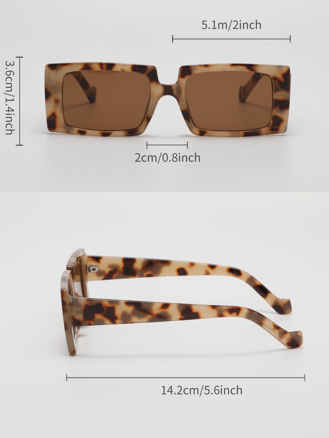Unisex Retro Small Frame Rectangular Leopard Print Bohemian Plastic Sunglasses