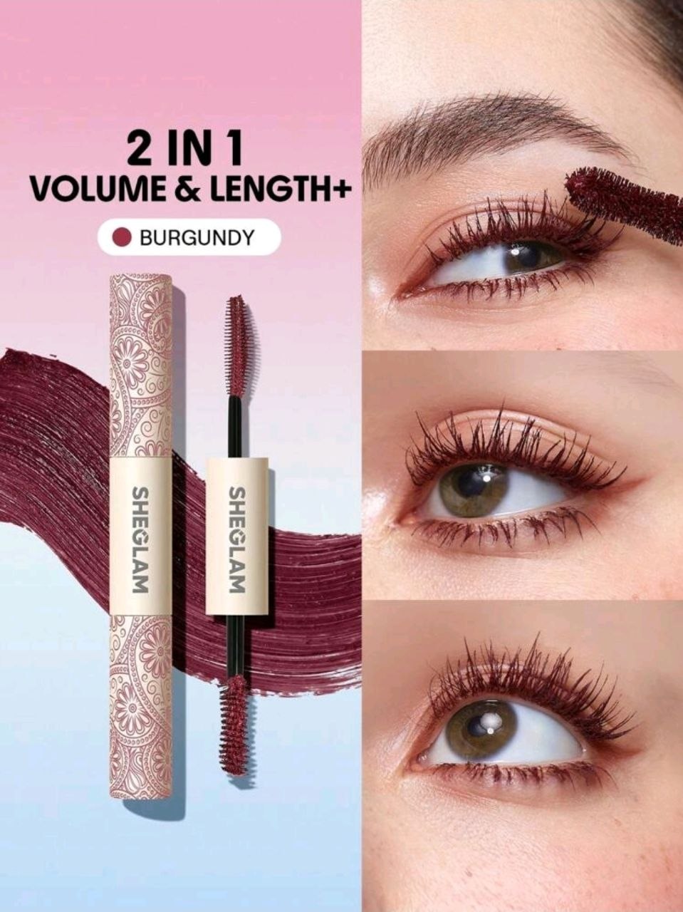 SHEGLAM All-In-One Volume &amp; Length Mascara-Waterproof Burgundy